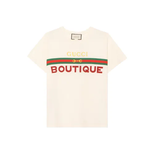 GUCCI Boutique Print Cotton T shirt White