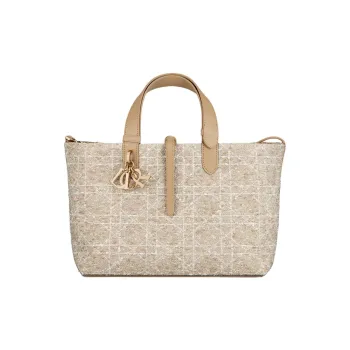 DIOR Toujours Cotton Handbag Medium Size Women's Cookie