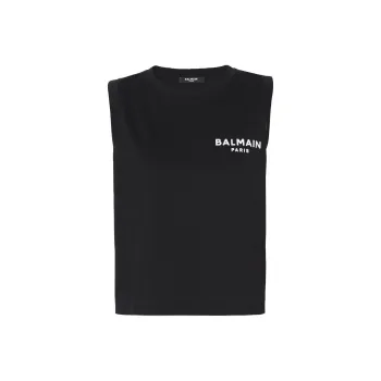 BALMAIN Flocked Logo Tank Top
