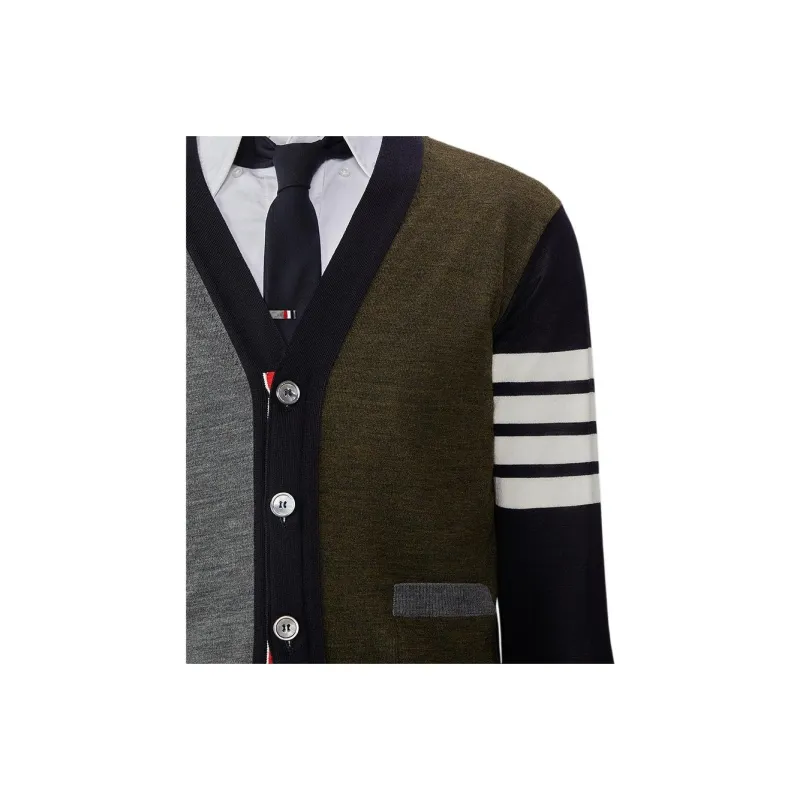 THOM BROWNE Colour Block Knitted Cardigan-3