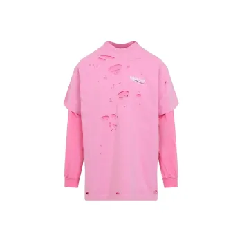 Balenciaga Destroyed Layered Long Sleeved T Shirt
