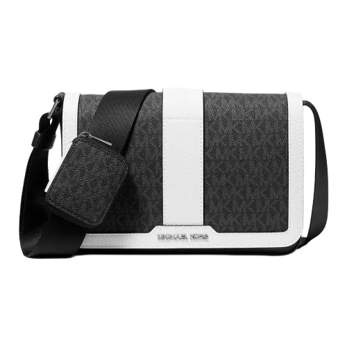 MICHAEL KORS MK Cooper Coated Canvas Bag, Shoulder Bag Men's Black & White