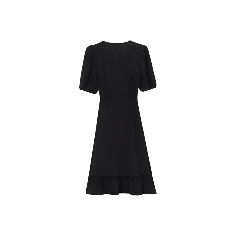 DOSOHEB Short Sleeved Dress Women's Black-1