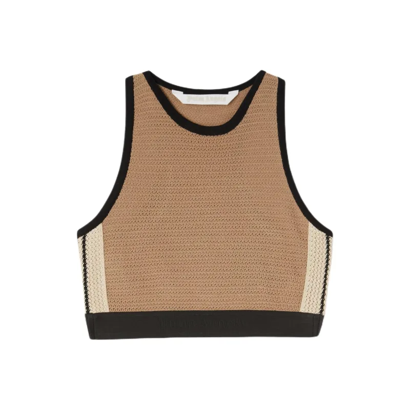 PALM ANGELS Side Stripe Detailed Knitted Tank Top-0