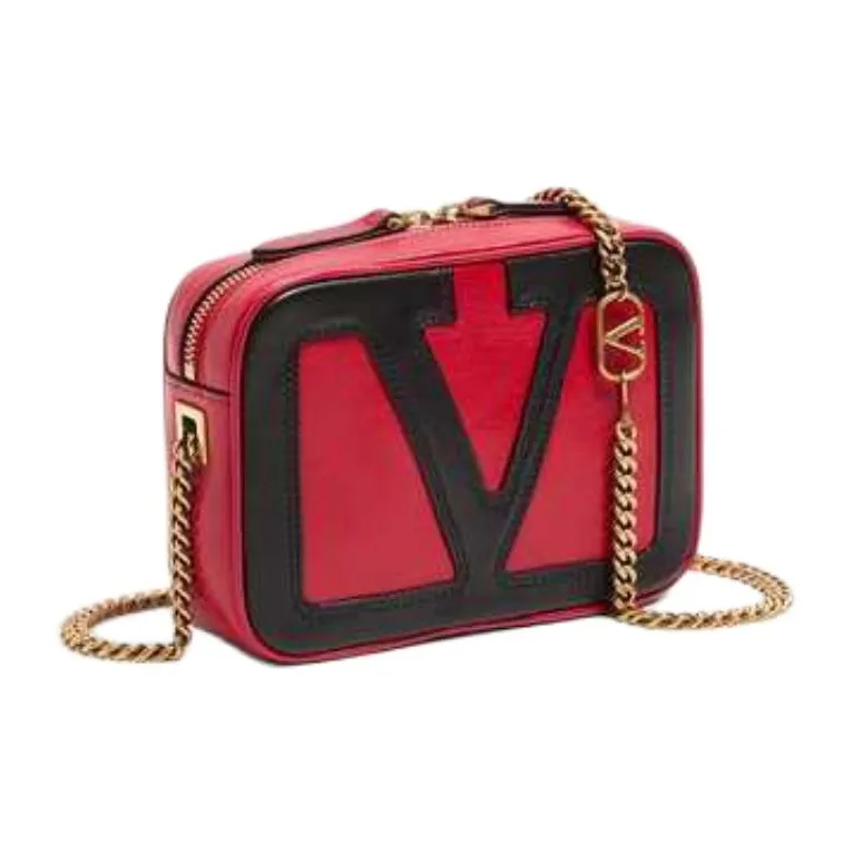Valentino Sheepskin Fanny Pack, Shoulder Bag Trumpets Women's Red & Black-1
