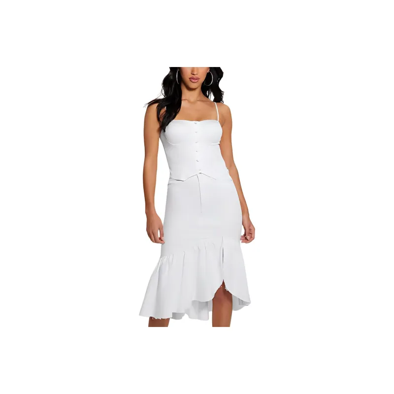 GUESS Emery Corset Top Tank Tops Women's White-0