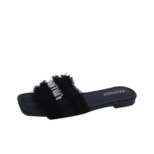 AJPAP Rubber Sole Rhinestone Slip Resistant Odor Resistant Abrasion Resistant Slide Slippers Women's