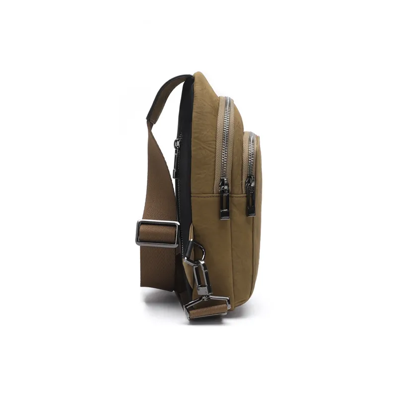ELLE HOMME Cow Head Split Leather Sling Bag Regular Men's Khaki-2