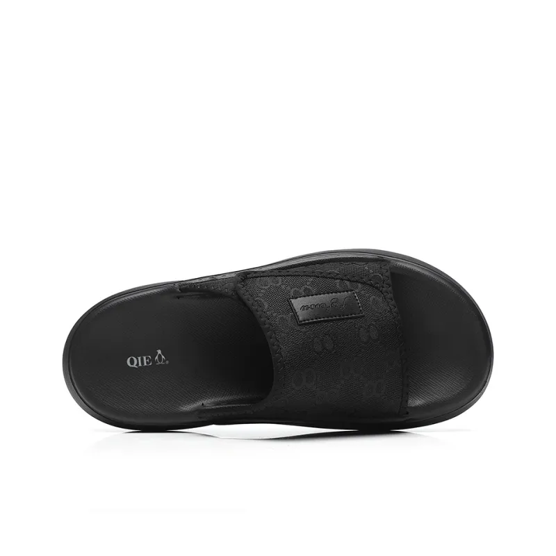 QIE Rubber Foam Outsole Slide Slippers Men's Black-3