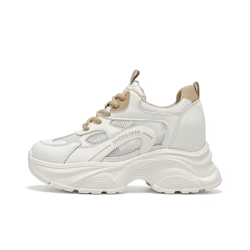 Spider King Breathable Low Top Chunky Sneakers Women's Apricot-0