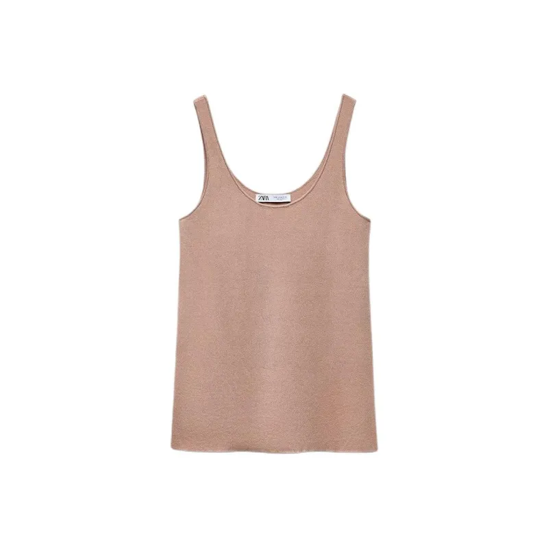 ZARA Tank Tops Women's Light Pink-0
