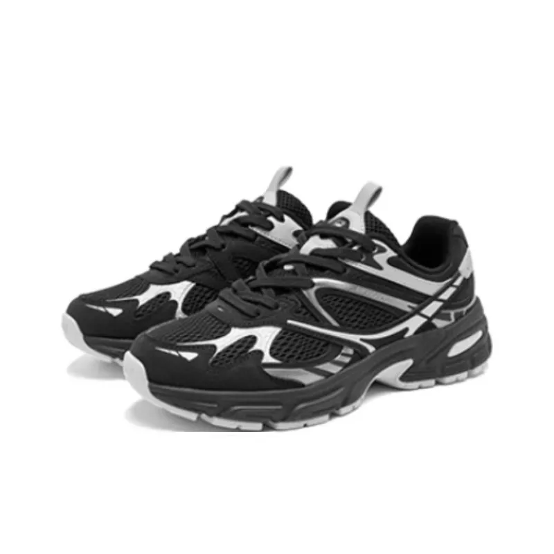 QIAODAN Anti Slip And Wear Resistant Coverage Low Top Casual Shoes Women's Black Silver-2