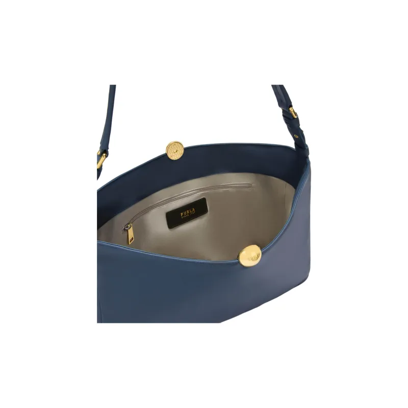 Furla Calfskin Shoulder Bag Tubas Women's Blue-3