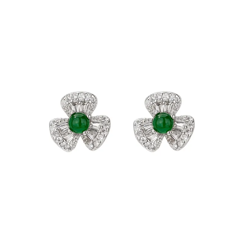 QLADY Ice Type Jadeite Stud Earrings Women's-0