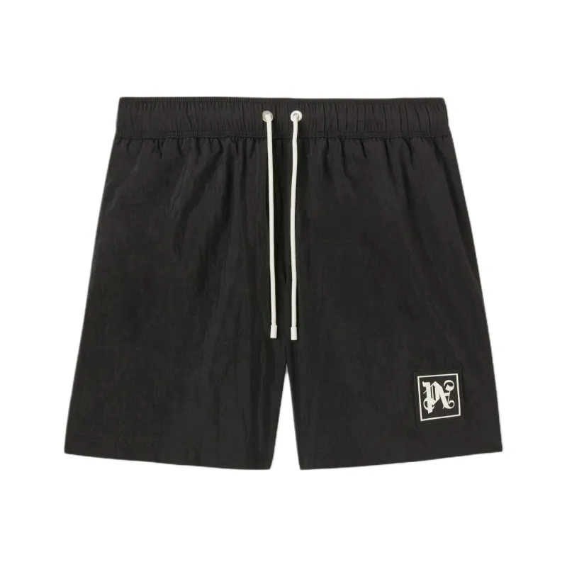 PALM ANGELS Monogram Patch Drawstring Swimming Shorts-0