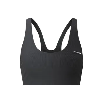SPORTY & RICH Serif Rib Sports Bra 'Black/White'