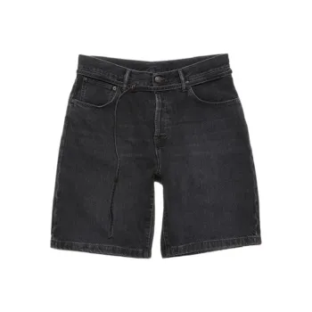 Acne Studios Mid Rise Wide Leg Denim Shorts