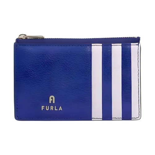 Furla Leather Card Holder Medium Size Women's Pacific Blue With Opal Color
