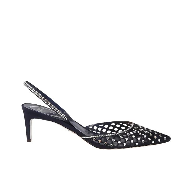René Caovilla Carrie Suede Slingback Pumps-1