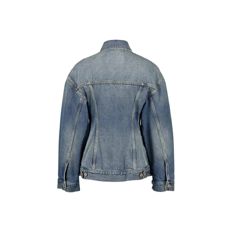 Balenciaga Collared Button Up Denim Jacket-1