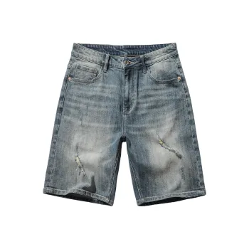 Ghost Mask Denim Shorts Unisex Blue