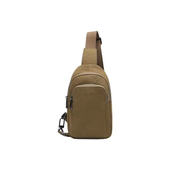 ELLE HOMME Cow Head Split Leather Sling Bag Regular Men's Khaki