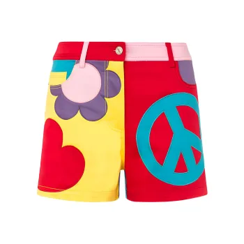 MOSCHINO Colour-block Cotton Mini Shorts