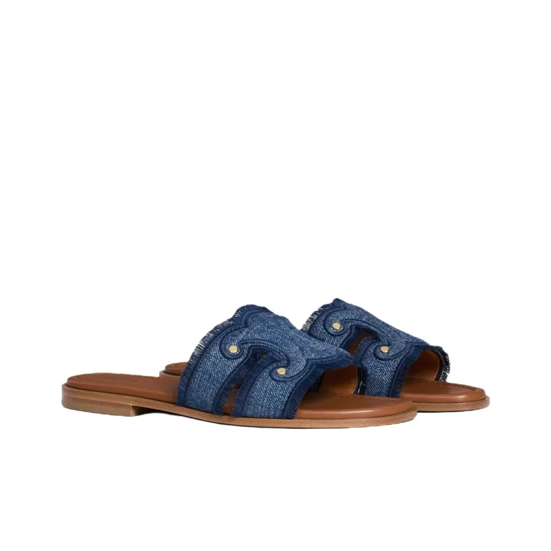 CELINE Slide Slippers Women's Blue-2