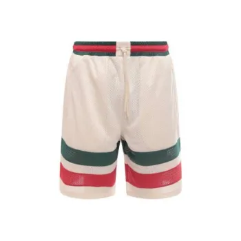 GUCCI Logo Embroidered Wed Striped Bermuda Shorts