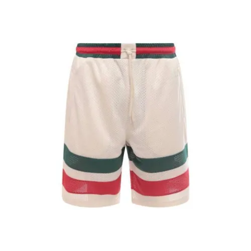 GUCCI Logo Embroidered Wed Striped Bermuda Shorts