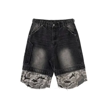 8FF Denim Shorts Unisex Phantom Black Camouflage