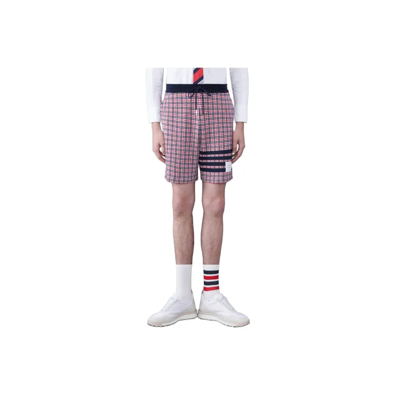 THOM BROWNE Check Jacquard 4 Bar Sweatshorts-0