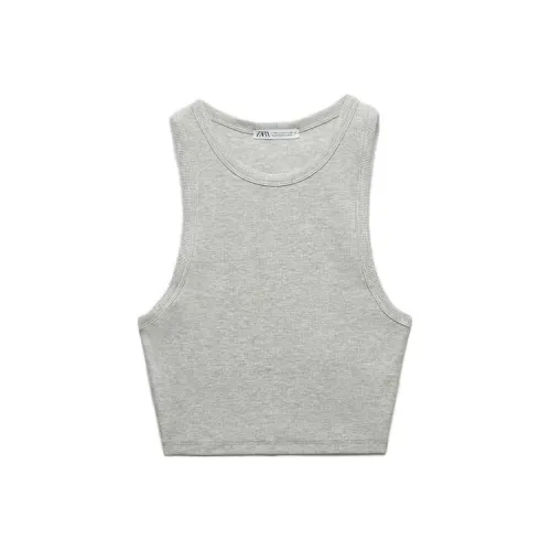 ZARA Tank Tops Women's Zebra estampill Gray