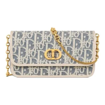 DIOR Miss Caro Cotton Shoulder Bag Small Size Women's Blue