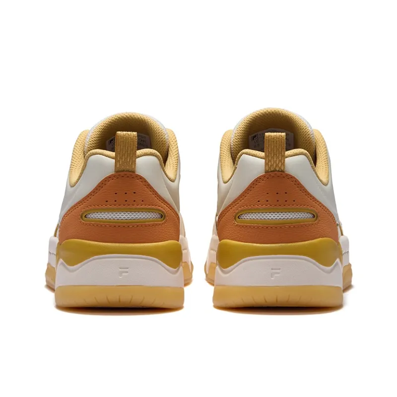 FILA FUSION BANK III Lightweight And Breathable Low Top Skateboard Shoes Women's White Yellow Orange-6