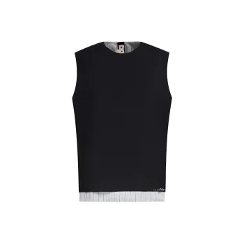 MARNI Black Tropical Wool Sleeveless Top With Mending Tank Tops Women's Black