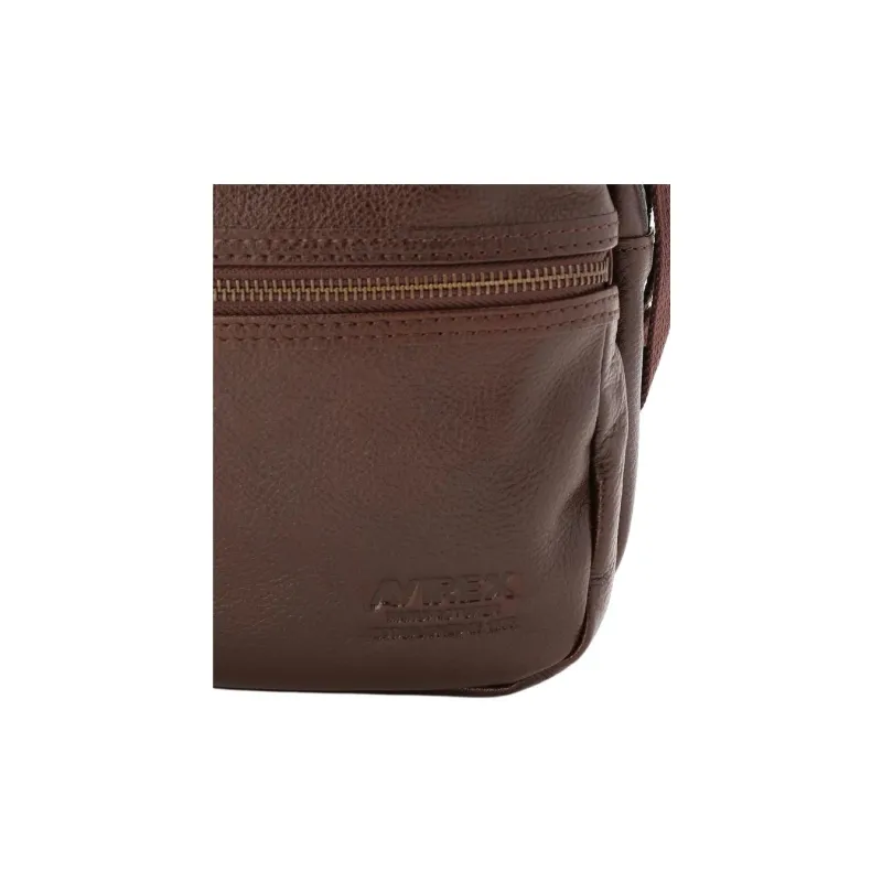 AVIREX Cow Leather One Shoulder Crossbody Bag, Sling Bag Regular Men's Dark Brown-7