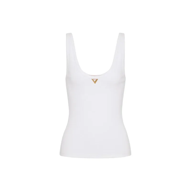 Valentino VGold Ribbed Sleeveless Tank Top-0
