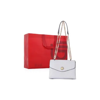 Dubaolu Polyurethane Envelope Bag, Shoulder Bag, Crossbody Bag Medium Size Women's Gray White/Ecru/Black