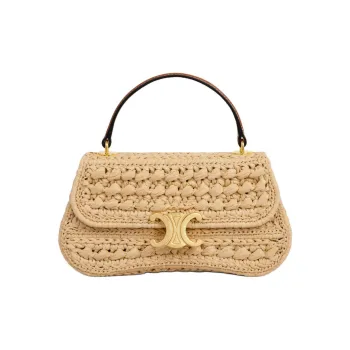 CELINE TEEN LOLA Fabric One Shoulder Handbag Women's Natural & Tan