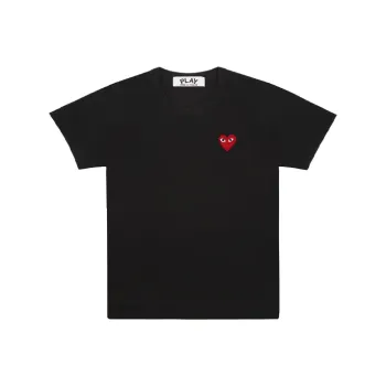 Comme Des Garcons Play Women's Red Emblem T shirt Black