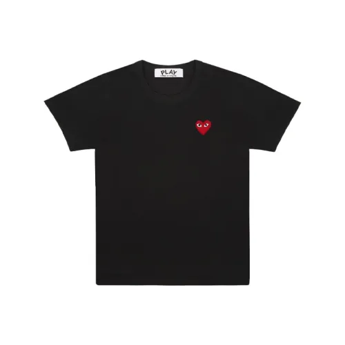 Comme Des Garcons Play Women's Red Emblem T shirt Black