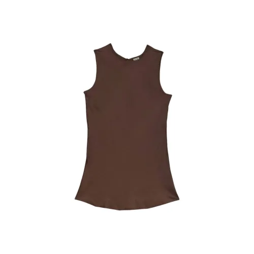 BASERANGE SS24 Dydine Tank Top - Viscose Satin Regular Price Tank Tops Women's Dark Brown/Dark Brown