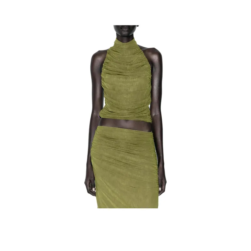 ZARA Tank Tops Women's Light Green-0