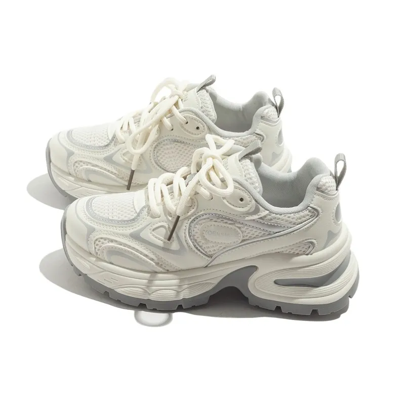 BEIER Lightweight Low Top Chunky Sneakers Women's Beige-1