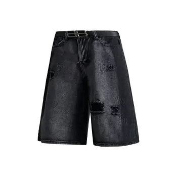 HOKLV Denim Shorts Unisex Black