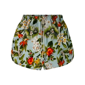 JUNGLE GURL Drawstring Straight Fit Casual Shorts Unisex Blue