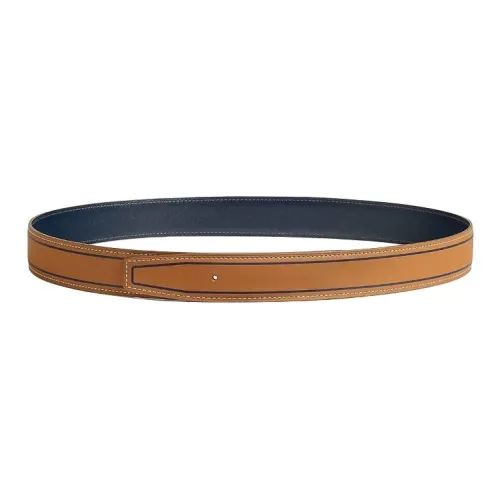 HERMES Leather, Calfskin Leather Belts Men's Brown 3.2CM