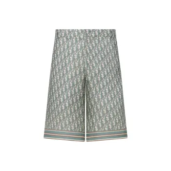 DIOR SS24 Oblique Bermuda Shorts Casual Shorts Men's Gray Green