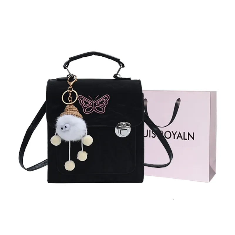 LOUIS ROYALN PU Backpack Women's Black/White/Pink/Silver/Green-1